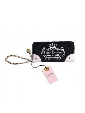 Juicy Couture Juicy Tale Large Wallet Liqourice / Pink Velour Zip Around NWT